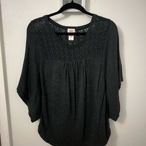 Women's Dark Gray Lace Detail Sweater